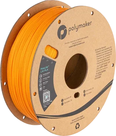 Polymaker PolyLite LW-PLA, Bright Orange, Spule, 1.75mm, 800g
