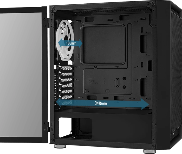 AeroCool Graphite, Lüfter LED RGB, Glasfenster