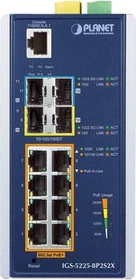 Planet IGS-5225 Industrial Railmount Gigabit Managed Switch, 8x RJ-45, 2x SFP+, 2x SFP, 240W PoE+ (IGS-5225-8P2S2X)