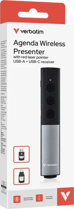 Verbatim Agenda Wireless Presenter mit rotem Laserpointer, grau/schwarz