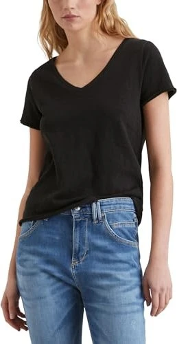 Marc O'Polo Regular V-Neck T-Shirt kurzarm schwarz (Damen)
