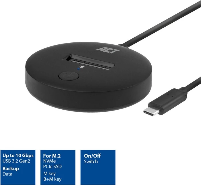 ACT M.2 NVMe/PCIe SSD Dockingstation, USB-C 3.1