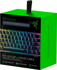 Razer PBT Keycap + Coiled Cable Upgrade Set, Kunststoff (PBT), Cherry-Profil, Classic Black, schwarz, 120 Tasten, ISO-UK, ANSI-US
