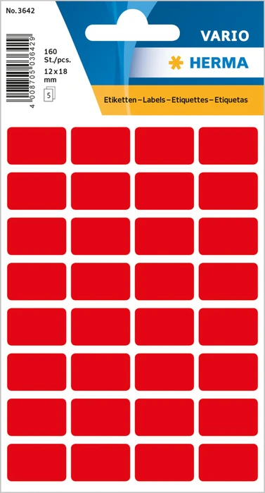 Herma Vielzwecketiketten, 12x18mm, rot, 7 Blatt (224 Etiketten)