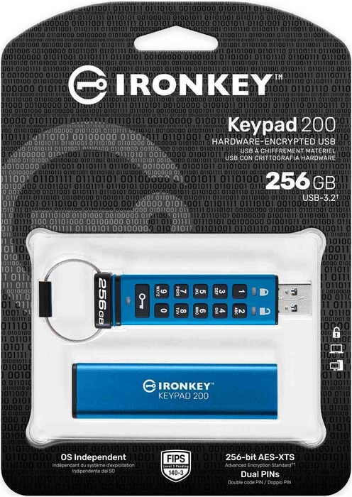 Kingston IronKey Keypad 200 256GB, USB-A, USB 3.2 Gen 1×1
