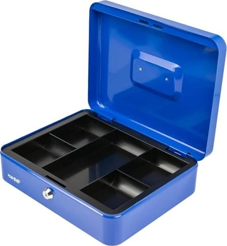 HMF 10130 Geldkassette, blau, Schlüsselschloss