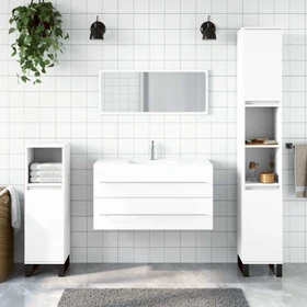 vidaXL Bad Waschbeckenunterschrank 90x38.5x48cm mit Spiegel Holzwerkstoff weiß