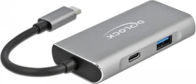 DeLOCK USB-Hub, 1x USB-C 3.1, 3x USB-A 3.1, USB-C 3.1 [Stecker] (63261)