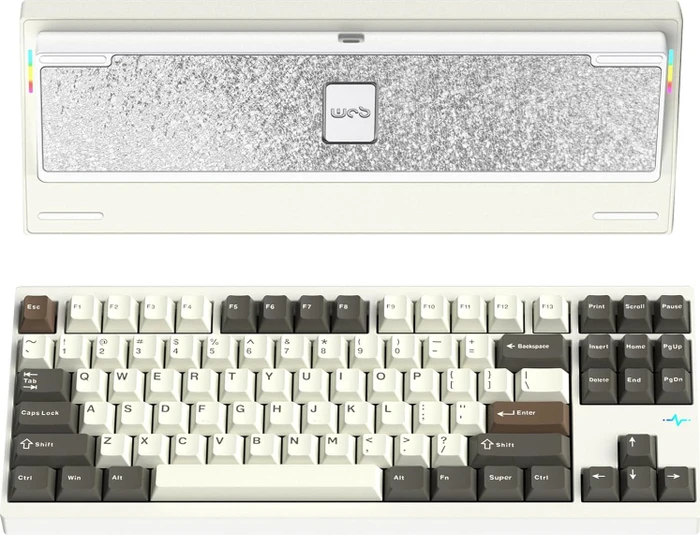 Wobkey Crush 80 Reboot Pro, White, LEDs RGB, Kailh Cocoa, USB/Bluetooth, US