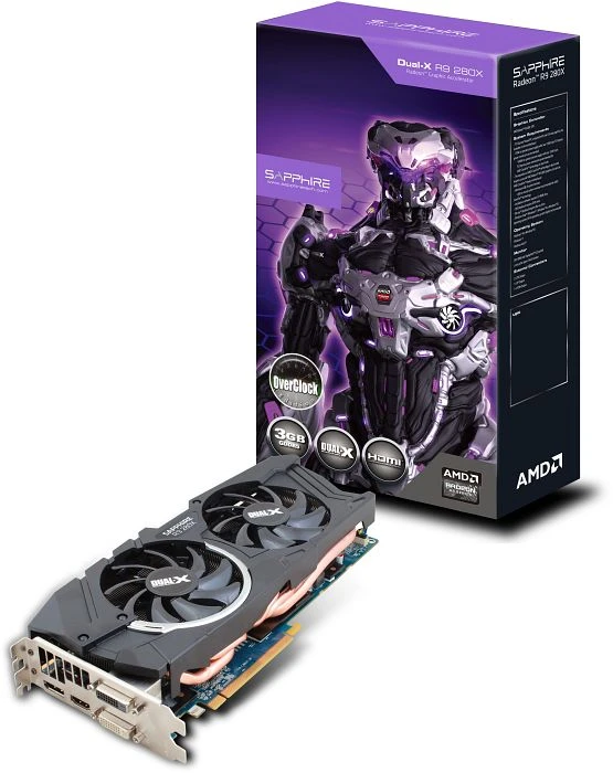 Sapphire Radeon R9 280X Dual-X OC, 3GB GDDR5, 2x DVI, HDMI, DP, lite retail