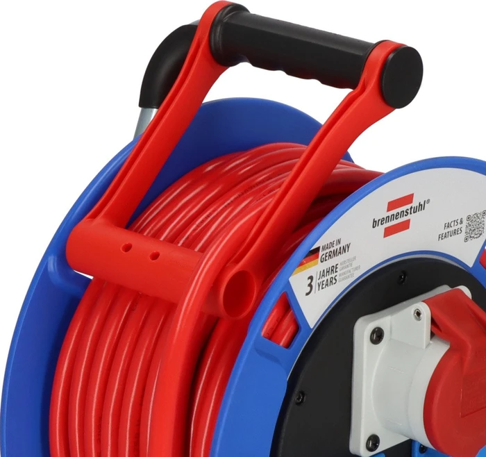 Brennenstuhl Garant CEE 1 Kabeltrommel, CEE 400V/16A auf 2x Schuko + 1x CEE 400V/16A, 25m, IP44, AT-N07V3V3-F 5G1,5