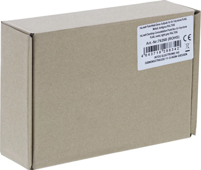 InLine RJ-45 Patchfeld-Dose Aufputz, 8x Keystone RJ-45, grau