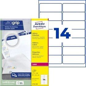 Avery-Zweckform Adressetiketten, 99.1x38.1mm, weiß, 250 Blatt (3500 Etiketten)