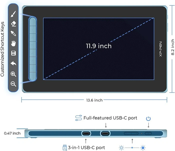 XP-Pen Artist 12 (2. Generation), blau
