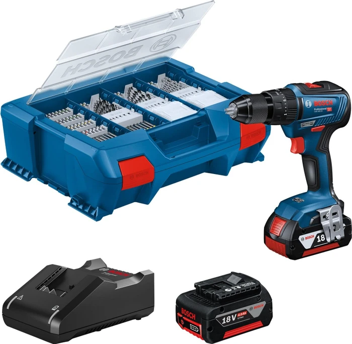 Bosch Professional GSB 18V-55 Akku-Schlagbohrschrauber inkl. L-Case + 2 Akkus 4.0Ah + Zubehör