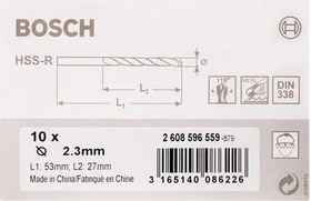 Bosch Professional HSS-R Spiralbohrer, 2.3x27x53mm, 10 Stück