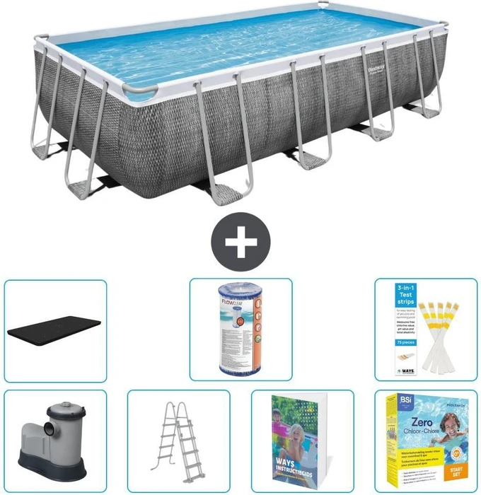 Bestway Rattan Frame Pool Set rechteckig 549x274x122cm