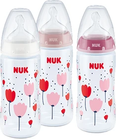NUK First Choice Plus mit Temperature Control Trinkflaschen-Set, rosa, 3-tlg.