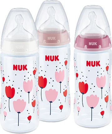 NUK First Choice Plus mit Temperature Control Trinkflaschen-Set, rosa, 3-tlg.