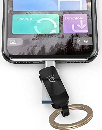 ADAM elements iKlips DUO+ 64GB schwarz, USB-A + Apple Lightning, USB 3.2 Gen 1×1, USB 2.0