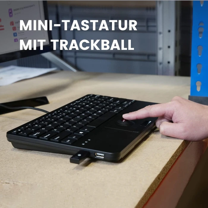 Perixx Periboard-526 Wired Mini Membrane Trackball Keyboard, schwarz, USB, UK