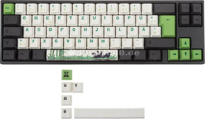 Ducky Miya Pro Panda Edition PBT, schwarz, Tasten weiß/grün, LEDs weiß, MX SPEED Silver, USB, DE