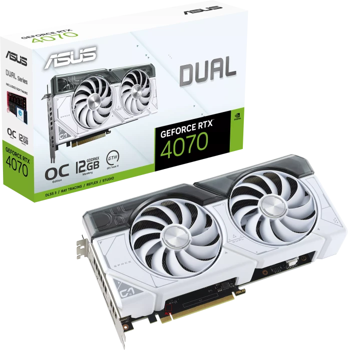 ASUS Dual GeForce RTX 4070 White OC, DUAL-RTX4070-O12G-WHITE, 12GB GDDR6X, HDMI, 3x DP