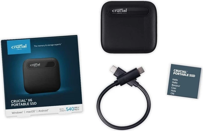 Crucial X6 Portable SSD, 500GB, USB-C 3.1