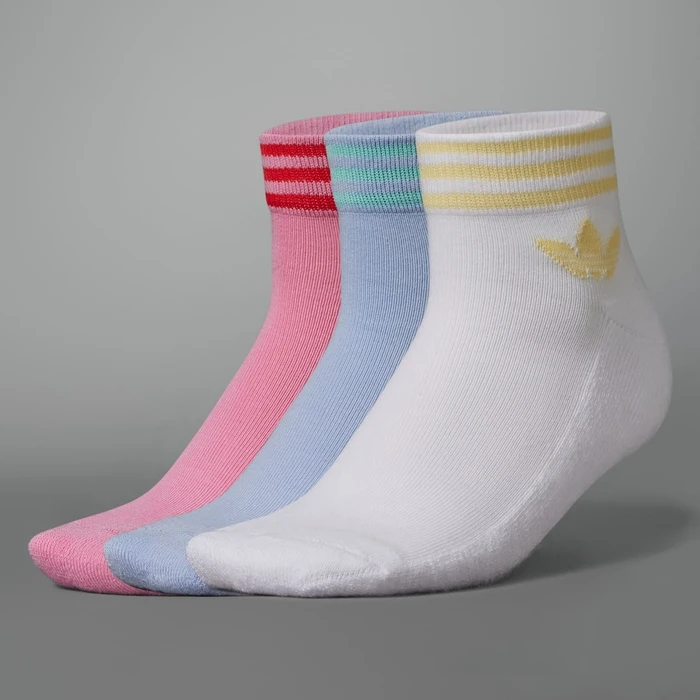 adidas Trefoil Ankle Socken white/blue dawn/semi pink glow, 3 Paare