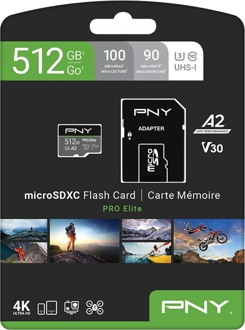 PNY Pro Elite R100/W90 512GB Kit, UHS-I U3, A2, Class 10