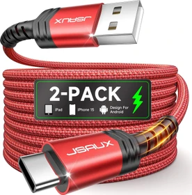 JSAUX USB Adapterkabel, USB-A [Stecker] auf USB-C [Stecker], rot, 1m, 2er-Pack