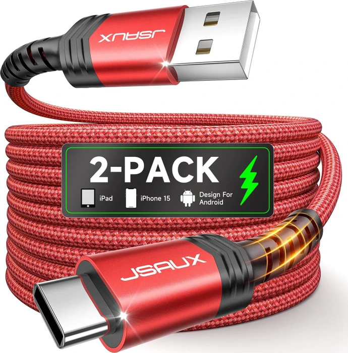 JSAUX USB Adapterkabel, USB-A [Stecker] auf USB-C [Stecker], rot, 1m, 2er-Pack