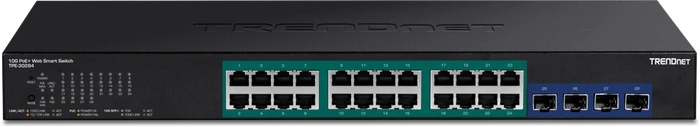 TRENDnet TPE Rackmount Gigabit Smart Switch, 24x RJ-45, 4x SFP+, 370W PoE+