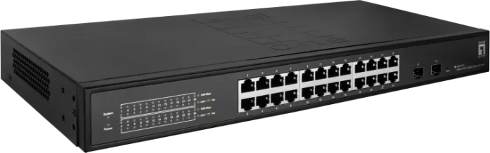 LevelOne GES Rackmount Gigabit Smart Switch, 24x RJ-45, 2x SFP