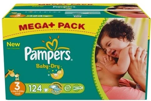Pampers Baby-Dry Gr.3 Einwegwindel, 4-9kg, 124 Stück