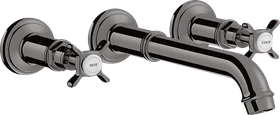 Hansgrohe Axor Montreux 3-Loch Waschtischarmatur für Wandmontage und Kreuzgriffen polished black chrome