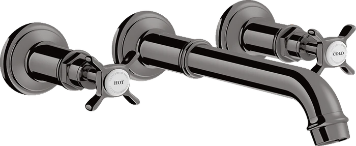 Hansgrohe Axor Montreux 3-Loch Waschtischarmatur für Wandmontage und Kreuzgriffen polished black chrome