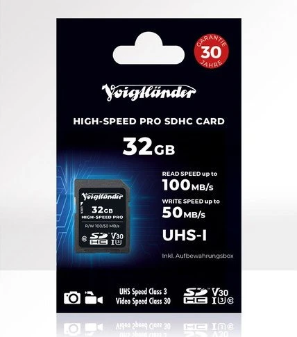 Voigtländer High-Speed PRO R100/W50 32GB Kit, UHS-I U3, Class 10