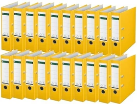 Leitz Qualitäts Ordner 2-Ring 180° Plastik, 80mm, A4, gelb, 20er-Pack