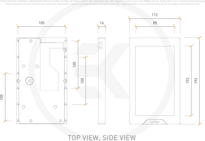 EK Water Blocks Quantum Line EK-Quantum Lumen Hardware Monitor, Nickel, silber, 7"
