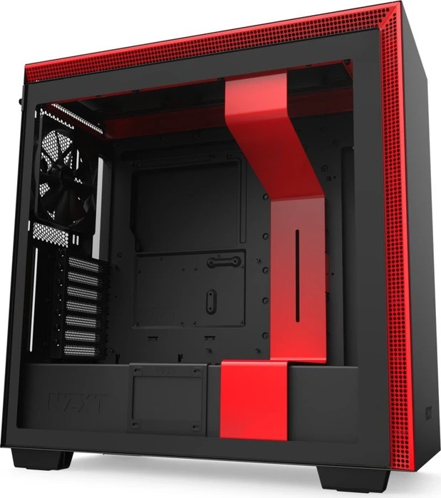 NZXT H710, schwarz/rot, Glasfenster