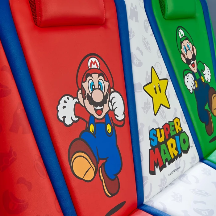X Rocker Nintendo Super Mario Dual 2.1 Floor Rocker Doppel-Gamingstuhl, rot/weiß/grün