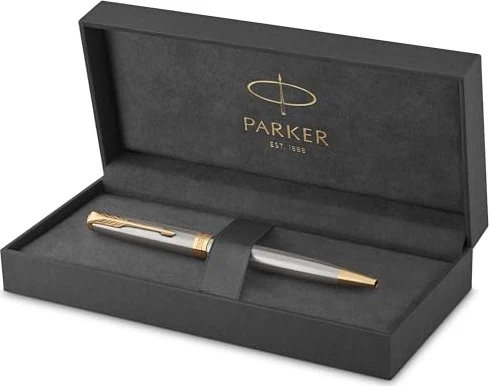 Parker Sonnet Stainless Steel GT Kugelschreiber Edelstahl/gold trim, Geschenkbox