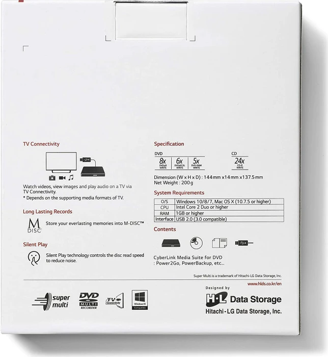 Hitachi-LG Data Storage GP60NB60, SlimLine schwarz, USB 2.0