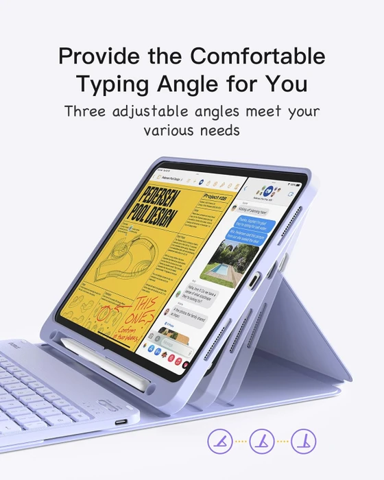 Inateck Tastatur Hülle für iPad Air 6 11"/iPad Air 5/iPad 10/iPad Pro 11", violett, UK
