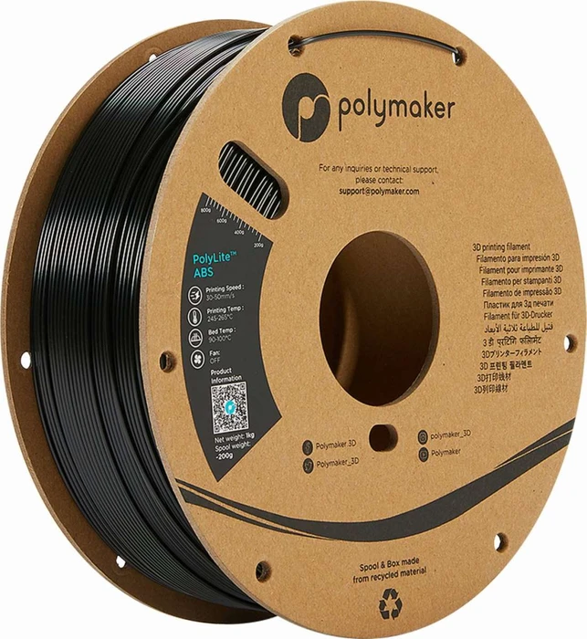 Polymaker PolyLite ABS, schwarz, Spule, 1.75mm, 1.00kg