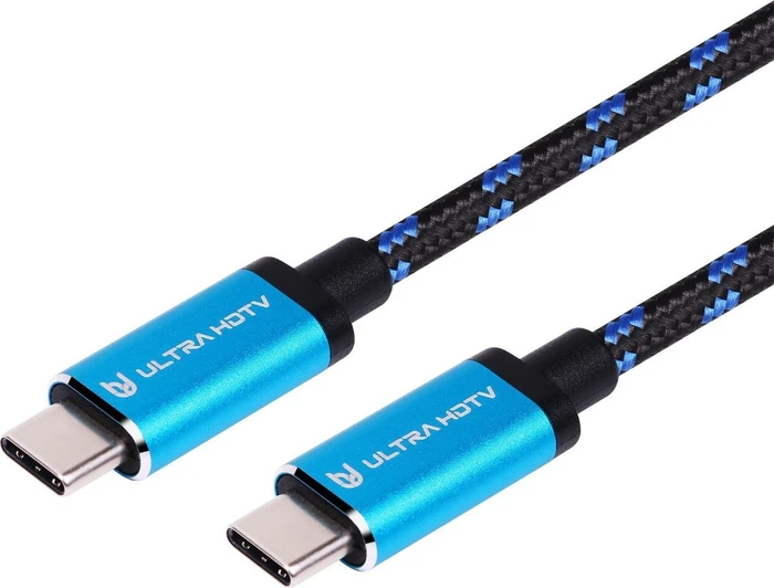Ultra HDTV USB 3.1 Kabel blau/schwarz, USB-C 3.1 [Stecker] auf USB-C 3.1 [Stecker], 1m