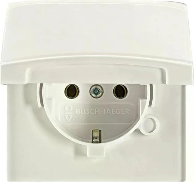 Busch-Jaeger Allwetter 44 SCHUKO Steckdosen-Einsatz mit Klappdeckel, weiß (20 EUGK-32-101)