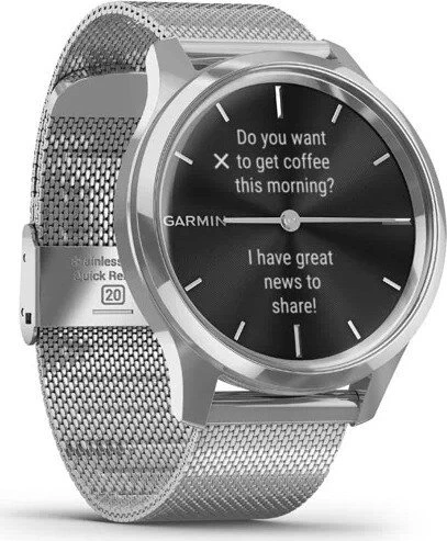 Garmin vivomove Luxe Aktivitäts-Tracker silver milanese/silver