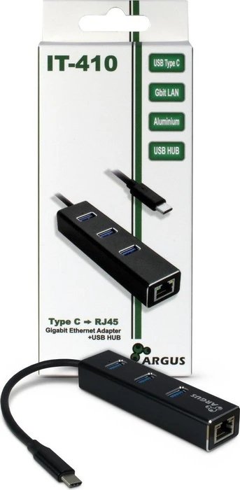 Inter-Tech Argus IT-410 schwarz, RJ-45, USB-C 3.0 [Stecker]